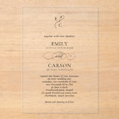 Invitations En Acrylique Élégant Script Simple Monogramme Logo Mariage mode (Recto)