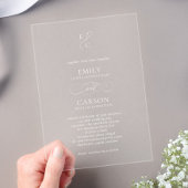 Invitations En Acrylique Élégant Script Simple Monogramme Mariage moderne