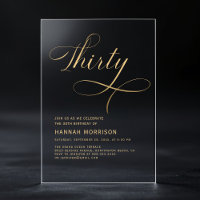 Élégant Script Trente Black Gold 30e anniversaire