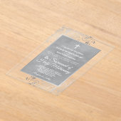 Invitations En Acrylique Elegant Silver and Gray Ornate Catholic Wedding (Poser)