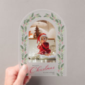 Invitations En Acrylique Elegant Simple Arch 1 Photo Christmas Holiday Card (In situ (ordinateur de poche))