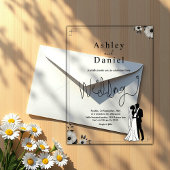 Invitations En Acrylique Élégant Simple Couple Noir Et Blanc Mariage Chic