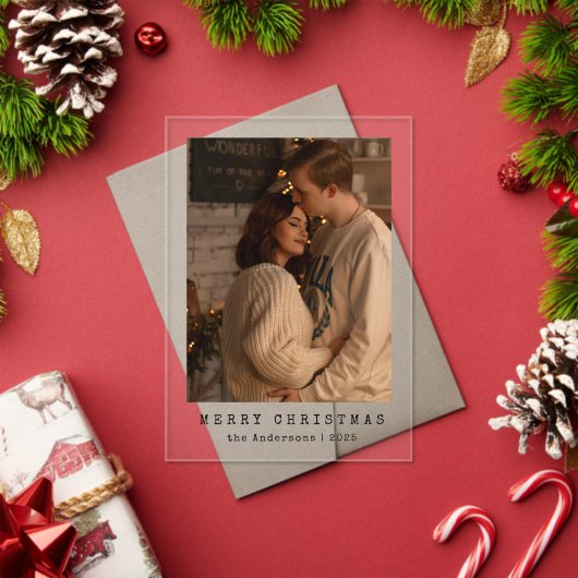 Invitations En Acrylique Elegant Simple Couple Photo Christmas Card (Insitu (vacances))