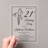 Invitations En Acrylique Elégant Snowdrops 21ème anniversaire fête (In situ (ordinateur de poche))