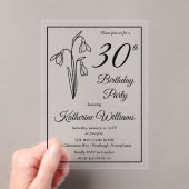 Invitations En Acrylique Elégant Snowdrops 30ème anniversaire (In situ (ordinateur de poche))