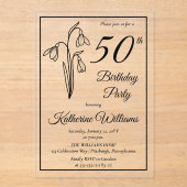 Invitations En Acrylique Elégant Snowdrops 50ème anniversaire (Recto)