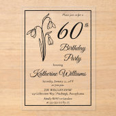 Invitations En Acrylique Elégant Snowdrops 60e anniversaire fête (Recto)