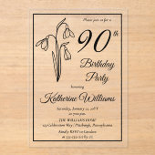 Invitations En Acrylique Elégant Snowdrops 90e fête d'anniversaire (Recto)
