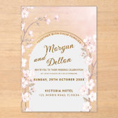 Invitations En Acrylique Elegant Soft Blush Pink Cherry Blossom Wedding (Recto)
