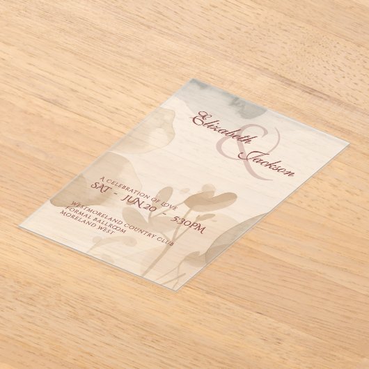 Invitations En Acrylique Elegant Soft Romantic Botanical Script Wedding (Poser)