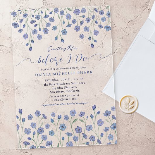 Invitations En Acrylique Elegant Something Blue Before I do Floral