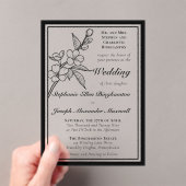 Invitations En Acrylique Elegant Spring Blossoms Black White Formal Wedding (In situ (ordinateur de poche))
