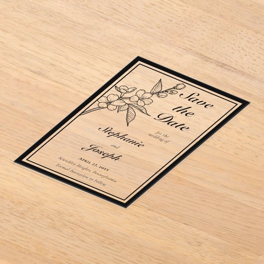 Invitations En Acrylique Elegant Spring Blossoms Wedding Save the Date (Poser)