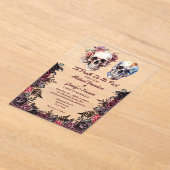 Invitations En Acrylique élégant squelette floral gothique halloween mariag (Poser)