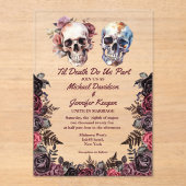 Invitations En Acrylique élégant squelette floral gothique halloween mariag (Recto)