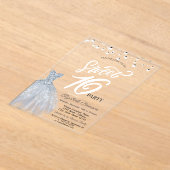 Invitations En Acrylique Élégant String Lights Robe Dusty Blue Sweet 16 (Poser)