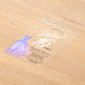 Invitations En Acrylique Élégant String Lumières Violet Robe Douce 16 (Poser)