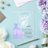 Invitations En Acrylique Élégant String Lumières Violet Robe Douce 16 (Insitu (Mariage))