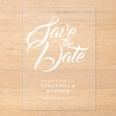 Invitations En Acrylique Élégant Stylish Calligraphie Mariage Enregistrer L (Recto)
