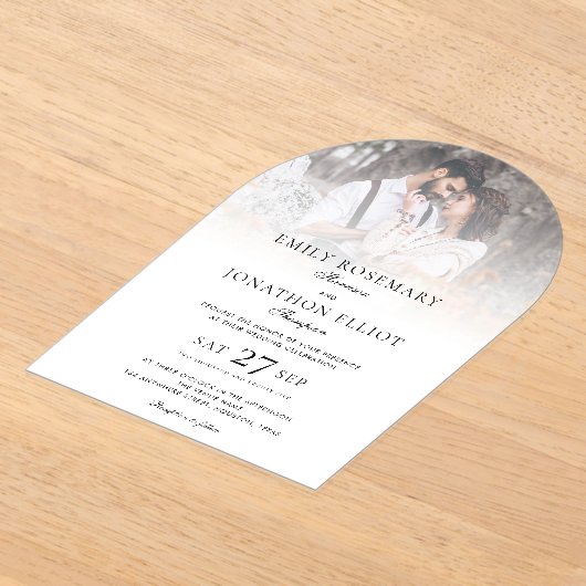 Invitations En Acrylique Élégant superposition photo Mariage officiel (Poser)