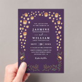 Invitations En Acrylique Elegant Tangled Lanterns Budget QR Code Wedding (In situ (ordinateur de poche))