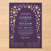 Invitations En Acrylique Elegant Tangled Lanterns Budget QR Code Wedding (Recto)