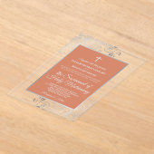 Invitations En Acrylique Elegant Terracotta Coral & Silver Catholic Wedding (Poser)