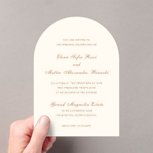 Invitations En Acrylique Elegant Terracotta Modern Classic Wedding (In situ (ordinateur de poche))