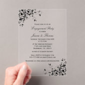 Invitations En Acrylique Élégant tourbillons Black & White Engagement Party (In situ (ordinateur de poche))