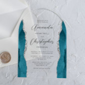 Invitations En Acrylique Élégant Turquoise Arc Arc de script d'agate d'arge