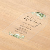 Invitations En Acrylique Elégant Vert Moderne Arc Mariage Floral (Poser)
