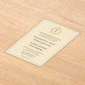 Invitations En Acrylique Elégant vieil argent Crest - ivoire et Mariage or (Poser)
