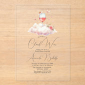Invitations En Acrylique Elégant vin nuageux Fête des mariées claire (Recto)
