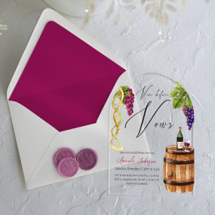 Invitations En Acrylique Elegant Vino Before Vows Vignoble Enterrement de V