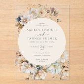 Invitations En Acrylique Élégant Vintage Fleur sauvage Mariage (Recto)
