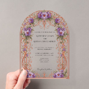 Invitations En Acrylique Élégant Vintage Nouveau Floral Arch Mariage