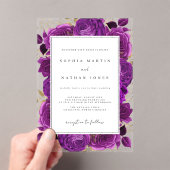 Invitations En Acrylique Élégant violet et Rose or Mariage clair (In situ (ordinateur de poche))