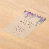 Invitations En Acrylique Élégant violet fleurs botaniques Script Mariage (Poser)
