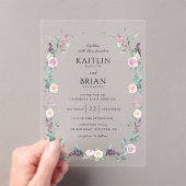 Invitations En Acrylique Élégant violet, mauve, Mariage floral Pastel (In situ (ordinateur de poche))