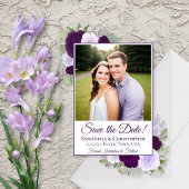 Invitations En Acrylique Elégant violet Roses mariage Enregistrer la date P