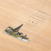 Invitations En Acrylique Elegant Watercolor Bali Temple Wedding Arch (Poser)