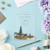 Invitations En Acrylique Elegant Watercolor Bali Temple Wedding Arch (Insitu (Mariage))