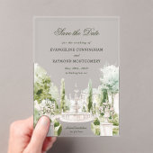 Invitations En Acrylique Elegant Watercolor Manor Garden Wedding (In situ (ordinateur de poche))