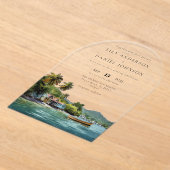 Invitations En Acrylique Elegant Watercolor Tropical Caribbean Wedding Arch (Poser)