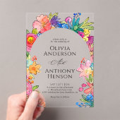 Invitations En Acrylique Elégant Whimsy Bold Mariage d'aquarelle florale (In situ (ordinateur de poche))