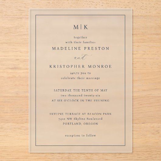 Invitations En Acrylique Elegant White Minimalist Calligraphy (Recto)