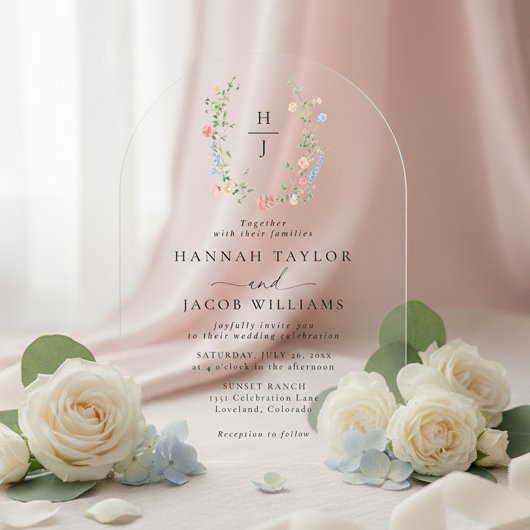 Invitations En Acrylique Elegant Wildflower Wedding Arch