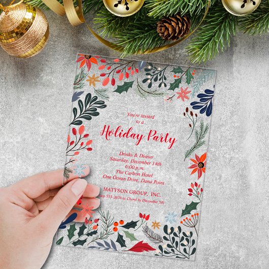 Invitations En Acrylique Elegant Winter Botanicals Christmas Holiday