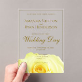 Invitations En Acrylique Elegant Yellow Roses Flower Floral Wedding (In situ (ordinateur de poche))
