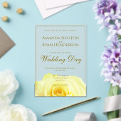 Invitations En Acrylique Elegant Yellow Roses Flower Floral Wedding (Insitu (Mariage))